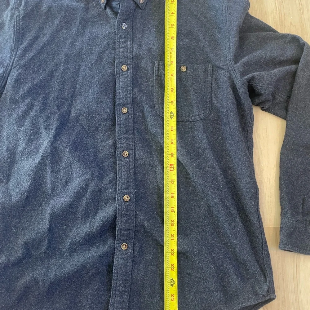 J. Crew L cotton wool blend Navy button down Shirt faux leather Elbow Patches - Picture 6 of 8